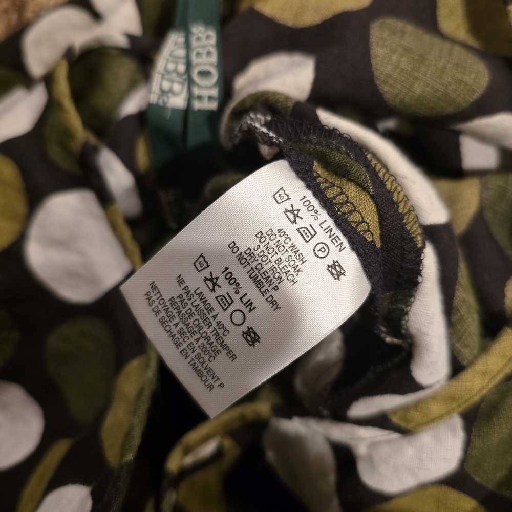 Hobbs London 90s Vintage Polka Dot Linen Circle Skirt - Olive Green - Picture 7 of 7